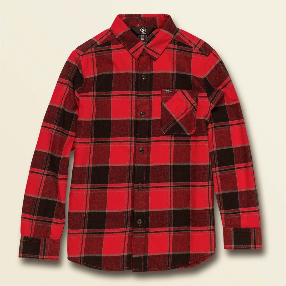 Volcom boys flannel New w/ Tags XL/ Youth 14 Red Black